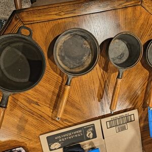 Cast Iron Skillet Set with Wooden Handles